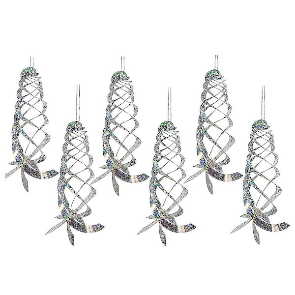 6-pak fugleskremmende spiralreflektorer sølv Mylar spinner