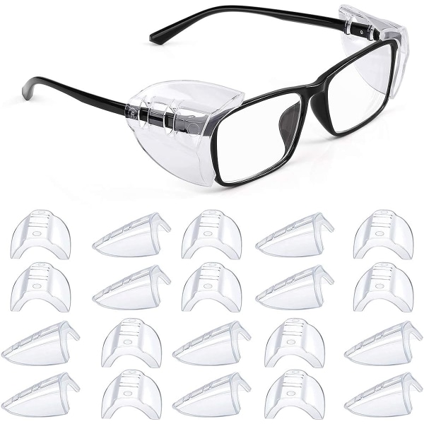 12 par briller sideskærme, fleksibel slip-on side skærme til sikkerhedsbriller Passer små til store briller Universal