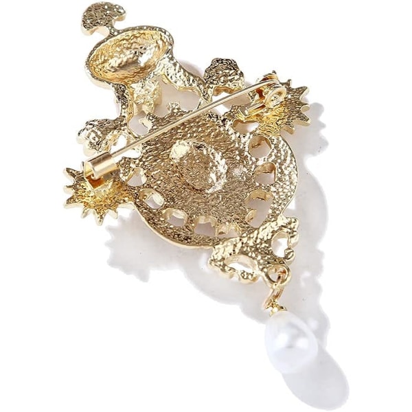 Guld vintage broschnål för kvinnor med smycken med fuskpärlor och strasskristall för bröllopsfest Balgåva Rokokostil kavajnål Tillbehör för