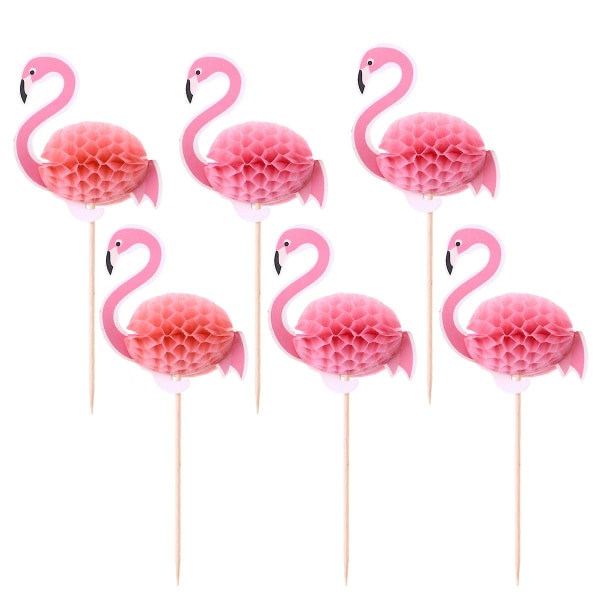 6 stk Cake Toppers Flamingo Paper Topper 3d Flamingo Cake Decor 3d Flamingo Cake Picks 3d Flamingo Topper