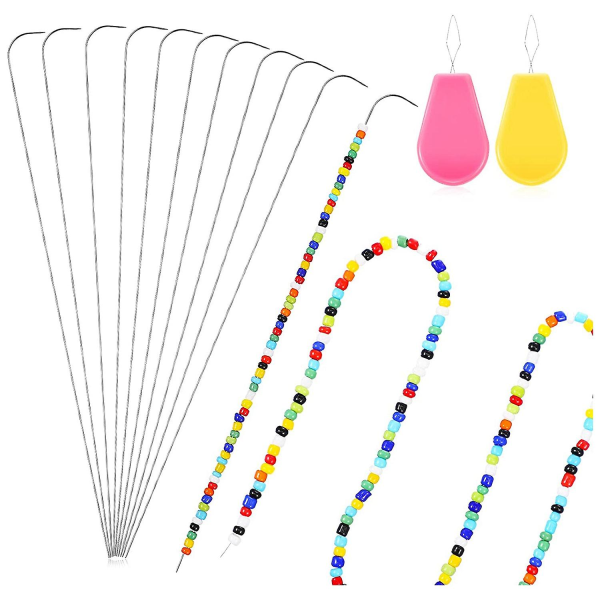 Buet perlenål med perlenåltråder,perlespinnernål strengverktøy perlenål for
