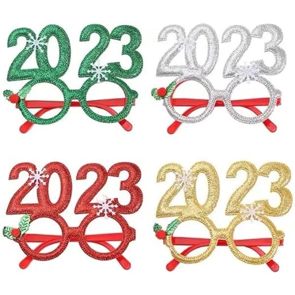 2023 Briller Godt Nytår Briller Glitter 2023 Julebriller Plastbriller til 2023 nytårsfest