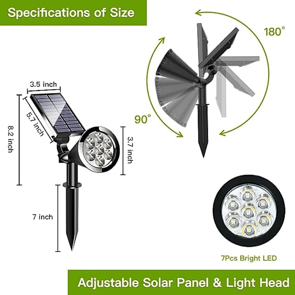 Solcelled drejelig spotlight i flere farver, solcelled havebelysning udendørs dekoration 2-i-1 farvet solcelled landskabsbelysning, solcelled julelys med automatisk tænd/sluk