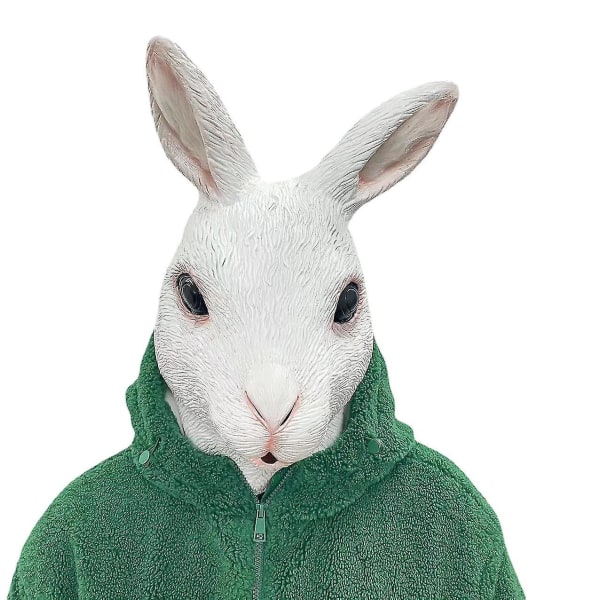 Realistisk Helhuvud Latex Animal Rabbit Mask För Halloween Carnival Party Kostym Parad