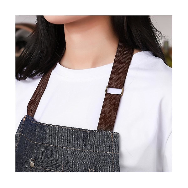 Unisex Justerbar Multi Lomme For Apron Til Kokken Køkken Bbq Og Studio Halterneck Arbejdsforklæde