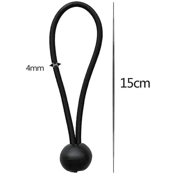 Ball Elastisk Snøre, Svart Elastisk Snøre Stropp For Presenninger, Teltet, Camping, 20 Stykker--