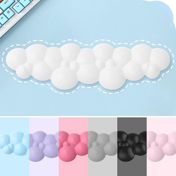 Vit Tkl Handledsstöd för Tangentbord, Ergonomiskt Cloud Handledsstöd för Armbågar för Handleder PU Hög Densitet Minnesskum med Halksäker Bas Enkel