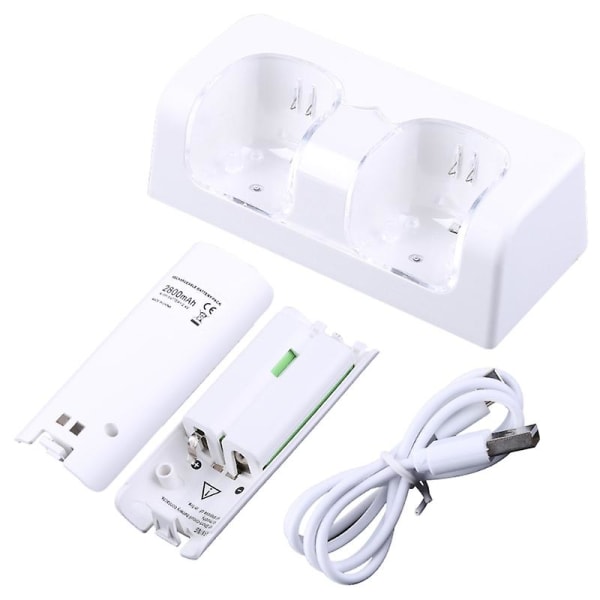 2-port latausasema Wii:lle, ohjainlataustelakkakaapeli akkukasetilla