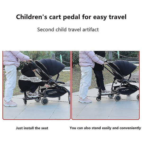 Universaali 2-in-1 -lastenvaunuun kiinnitettävä poljinlauta irrotettavalla istuimella - Toinen lapsi - Artefakti - Lapsen kyydissä - Lastenvaunujen lisävaruste satulaistuimella