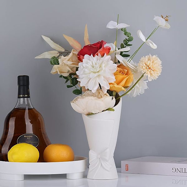 Frostad Porslinsblomvaser, Handgjorda, Frostad Keramisk Vas, Geometrisk Keramisk Blomvas för Modern Heminredning och Lyxigt Bröllop, Matt Frost