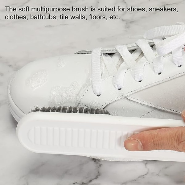Puhdistusharja PP-harjakset, joissa ABS-kahvan ripustusreikä, 3 pakkausta kotitalouksille tarkoitettua hankausta kengille Tennarit Vaatteet, valkoinen