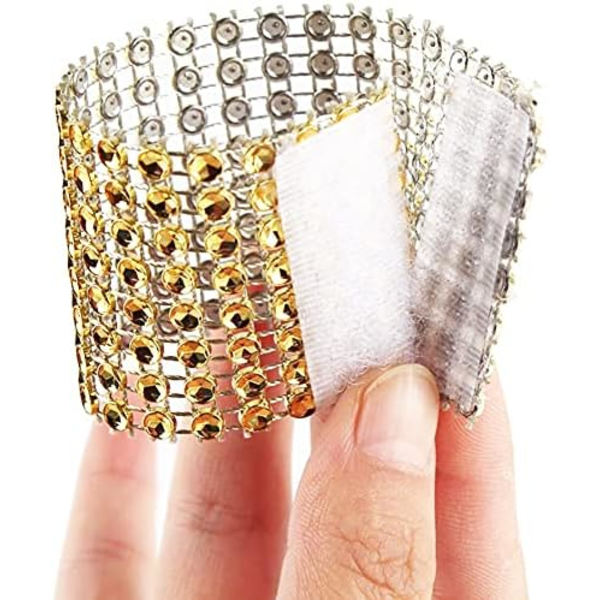 Serviettringer i gull, glitrende strass-serviettringer, serviettring, stolbeltebåndsholder, strassbukett glassflaske innpakket ring,