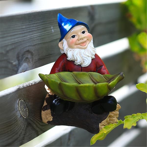 Farfi Fuglefoder Ornament Levende Vandtæt Harpiks Tegneserie Dværg Gnome Fuglefoder Statue Til Have