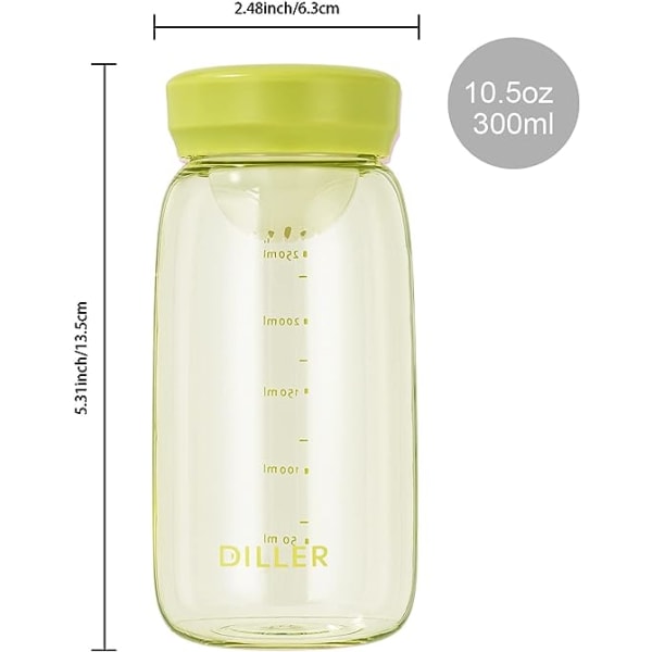 Minimuovinen vesipullo ilman olkia, 10 unssin pieni muovipullo, BPA-vapaa ja turvallinen tytöille, lapsille, nopea virtaus, kestävä maitoteetä varten (vihreä)