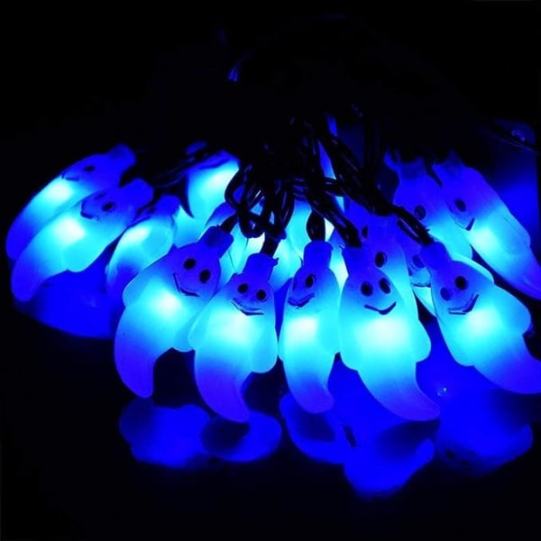 Solar Outdoor Rodgersia String, 30 LED Ghost Globe-Shaped Solar Fairy Lights for Home, Party, Holiday, Christmas Decorations (Blue) Garden Ghost Light