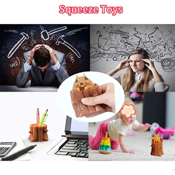 2 st Set Squeeze Squirrel Toys Dekompression Evil Squirrel Cup, Sensory Fidget Toys, Squishes Toy Stress Relief För Barn Vuxen Tr