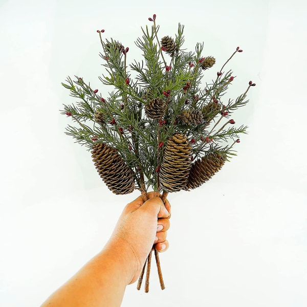 Kunstig jul fyrrekogle plukker vinter fyrrenåle stængler til vase arrangement krans hjem julesæson indretning
