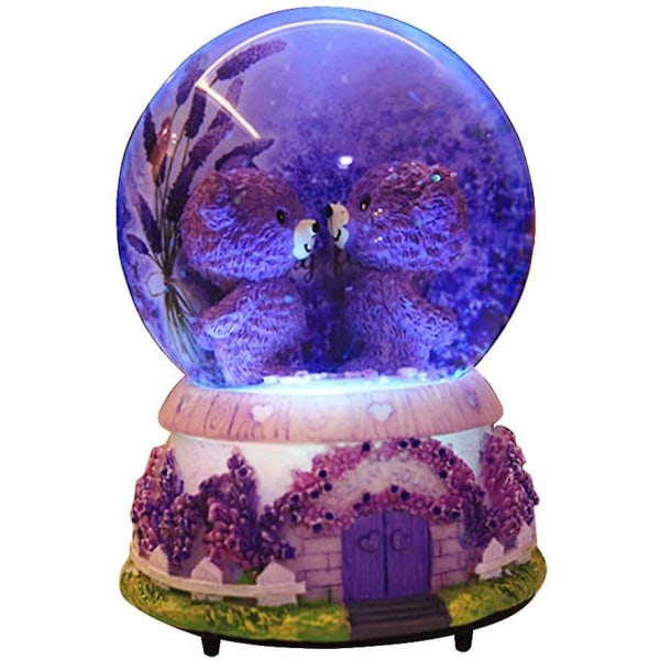 Nattlys Vannklode Snow Globe Krystallkule Musikkboks Gave Resin Base