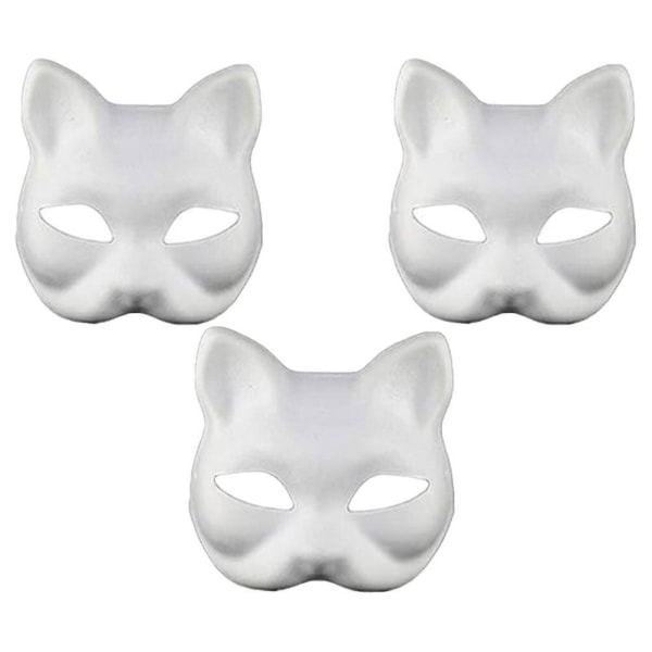 3 st Kattformningsmasker Performance Kostym Pappersmasker Omålade kattmasker