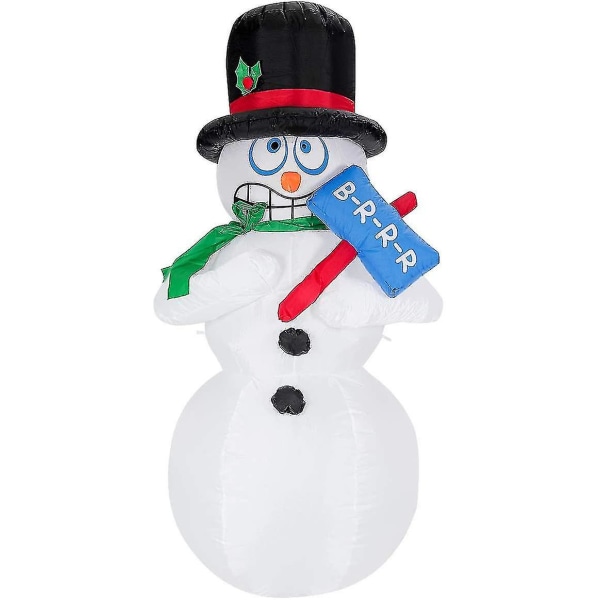 180 cm oppblåsbar snømann, julefigur skjelvende, juledekorasjonsfigur med led lys