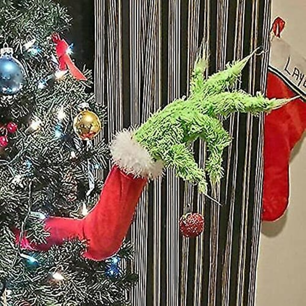 Grinch Arm For Juletre, Furry Green Grinch Arm Og Leg Ornaments Holder For Juletre Nydelig Jule Grin