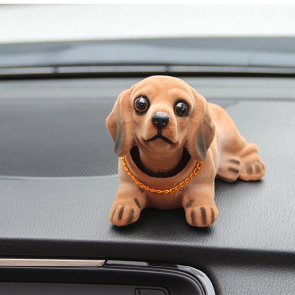 Dashboard Hoved Hunde Nikkende Hoveder Bil Dash hvalp til bil Køretøjsdekoration (gravhund)