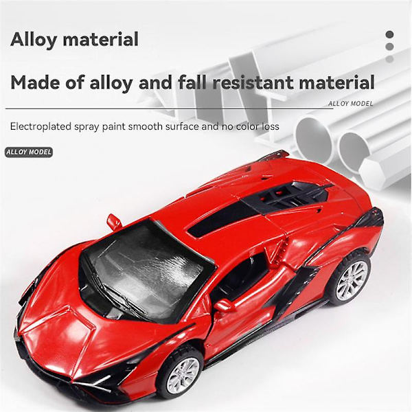 1:36 Lamborghini Simuleringsmodell i Metall med Öppningsbara Dörrar och Bakåtdrift för Barn