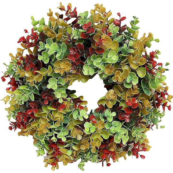 Bågar för Dörrar Thanksgiving Simuleringsgirlang Växt Hängare Eukalyptus Heminredning Höst Dörrgirlang Heminredning Ljusa Upp Krans Jul Utomhus
