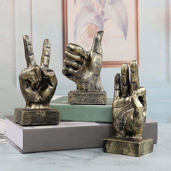 Håndskulptur dekor Harpiks finger Skrivebord statuer, håndlaget bord dekorasjon harpiks finger gestus