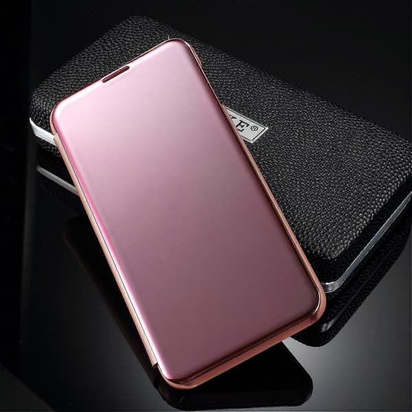 Elektroplettering Speiloverflate Visningsvindu Skinnstativdeksel til Samsung Galaxy S10e - Rosegull Rose Gold