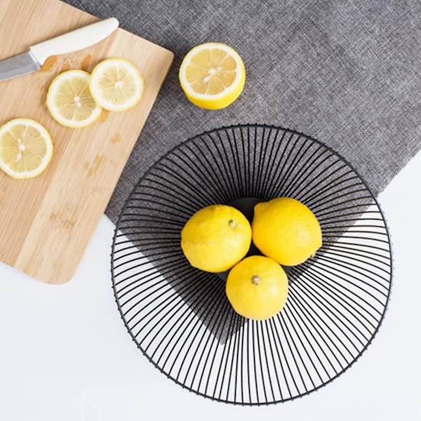 Rund Fruktskål, Modern Fruktkorg För Frukt Och Grönsaker, Svart