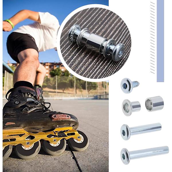 46 stk. Inline Skate Reservedele Aksel Rulleskøjter Reservedele Tilbehør Aluminiumlegering Skatehjul Sæt Inkluderer Aksel & Aksler Scr