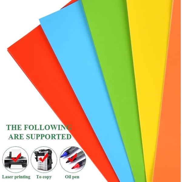 50 ark selvklæbende farvet papir A4 297 * 210 mm, til adresseetiketter og udskrivning, velegnet til lasere, kopimaskineudskrivning (5 farver)