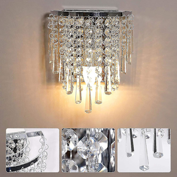 Moderne K9 Krystallvegglampe Innendørs Krystallvegglampe Kromfinish