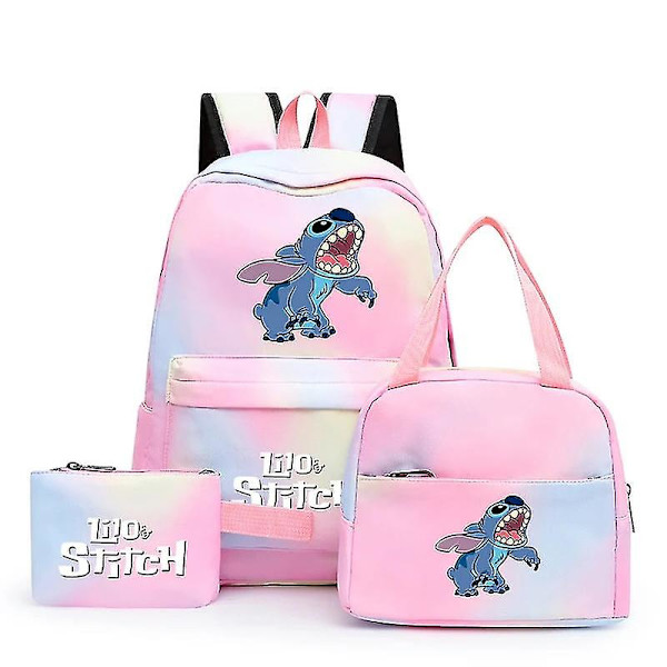 3 st/set Disney Lilo & Stitch Student Boy Girl Skolväska Färgglad Ryggsäck Med Lunchväska Barn Tonåring Cartoon Skolbokväska Hög Kvalitet 3781646 3771645