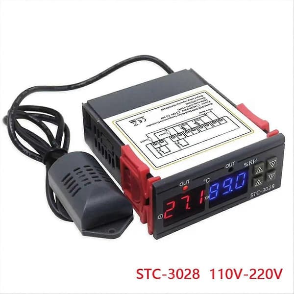 -3028 220V Digital Termostat Temperatur Fuktighetskontroller