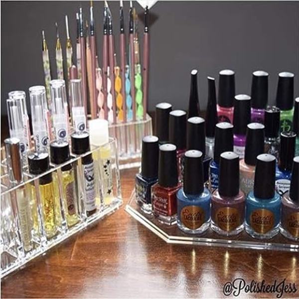 Akryl Makeup Finger Nail Art Tool Organizer 26 utrymmen för förvaring av skönhetsnaglar Art Kit Tools - Klar