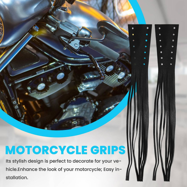 Motorcykel Svart PU Läder Broms Spak Skydd Biker Koppling Fransar Pärlor För Cruiser Chopper Bobber