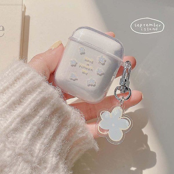 Airpods 2 og 1 deksel søte blomster glatt myk Tpu støtsikker