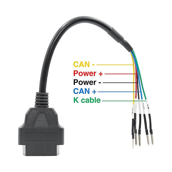 16-polet OBD OBD2 Hun K-Can Jumper Tester Stikkontakt Bil Diagnostisk Forlængerkabel Snor Pigtail