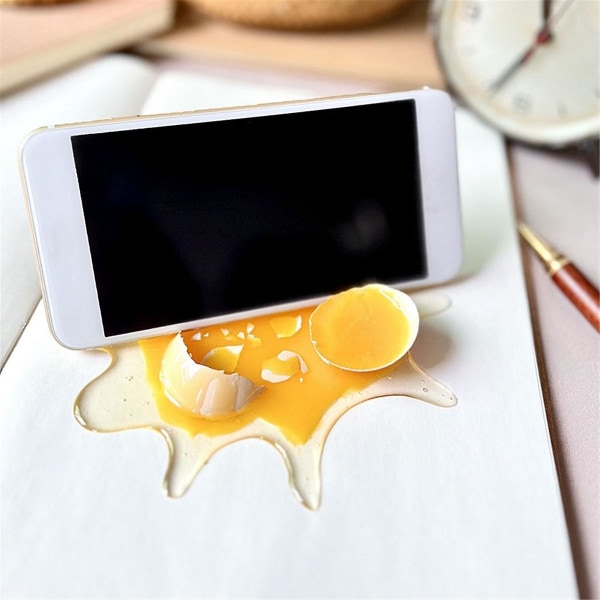 Broken Egg Telefonholder Funny Egg Resin Telefonholder Standdekorasjon for alle typer mobiltelefoner