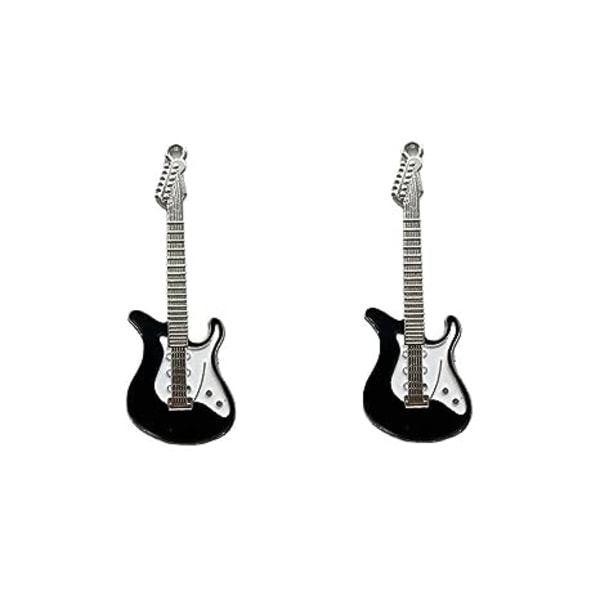 2 st Metallhårklämmor Retro Gitarr Hårspänne med Punk Klämmor Nyhet Hårstyling (Svart)