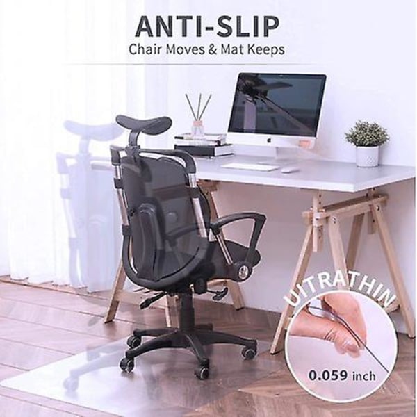 Liukumaton Kovapuu Lattia Tuolin Alusta - 30x47 Suorakulmainen PVC Suoja-Alusta Koti- ja Toimistoon - Ohut, Työpöydän Alla Oleva Pyörätuolin Alusta