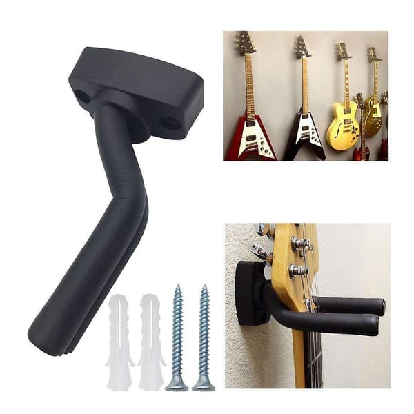 5-pack Svart Gitarrhängare Hängare Väggmonterad Display Med Skruvar Passar De Flesta Gitarer