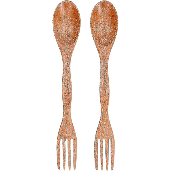 2 i 1 gaffel og ske combo ultra letvægts camping bestik køkkenredskaber genanvendelige træ spork til rygsækrejse vandreture udendørs