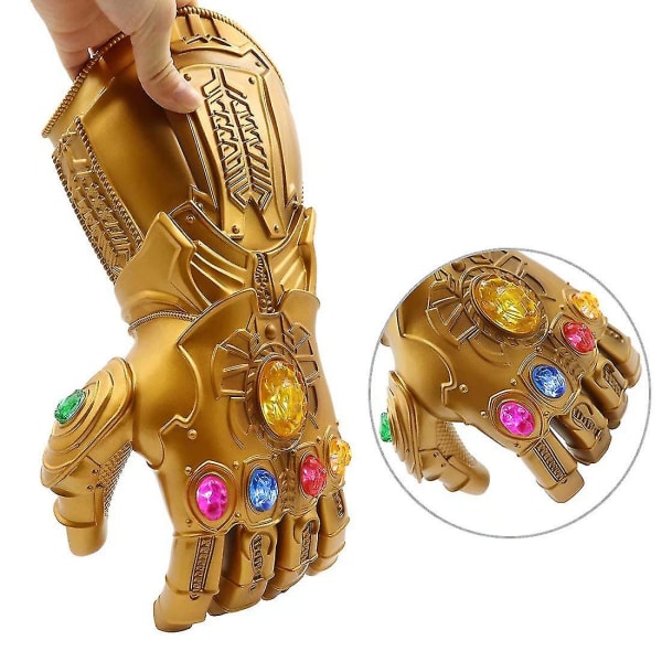 LED-upplyst Thanos Infinity Gauntlet för den elektroniska näven PVC-handskar med batterier