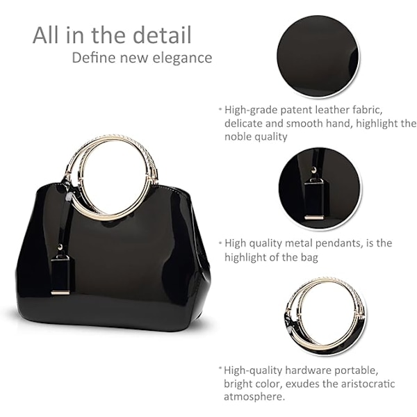 Handväska Crossbody Väska Topphandtag Axelväska Tote Väska Dam Axelväska Vattentät Blank PU Läder Svart