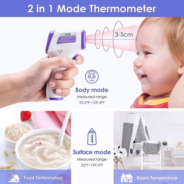 Pandetermometer Infrarødt Voksentermometer, Berøringsfrit termometer, Lcd Display, Hukommelsesfunktion, Infrarødt termometer til C