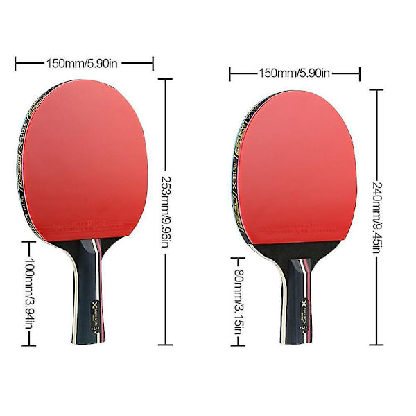 2 stk oppgradert 5-stjerners karbonbordtennisracket (kort)