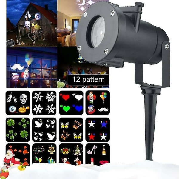 Led projektionslampa julbelysning Led projektor kompatibel med jul / halloween projektionslampa vattentät Ip65 julbelysning utomhus led